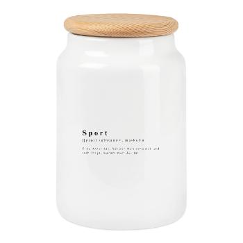 Humorvolle Definition von Sport - Keksdose mit Holzdeckel - Weiß - Vorne