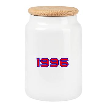 1996 Neon Retro-Logo - Keksdose mit Holzdeckel - Weiß - Vorne