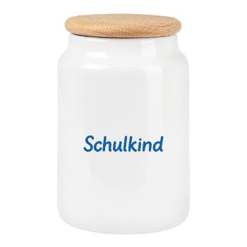 Schulkind - Keksdose mit Holzdeckel - Weiß - Vorne