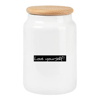 Love yourself! - Keksdose mit Holzdeckel - Weiß - Vorne