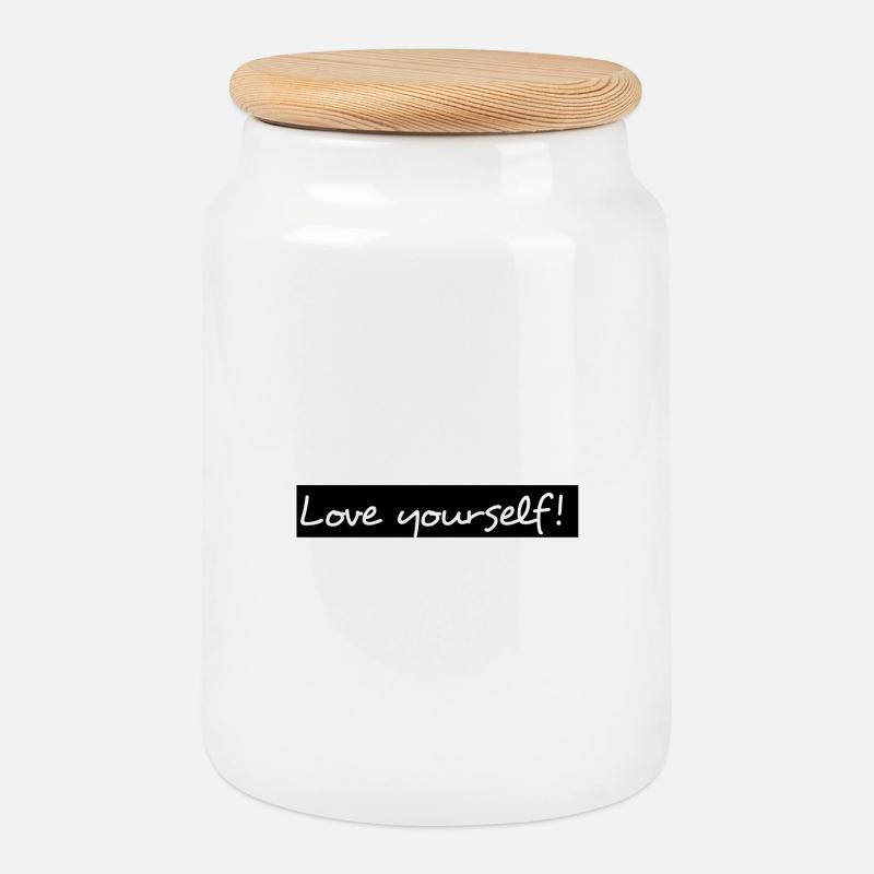 Love yourself! - Keksdose mit Holzdeckel - Weiß