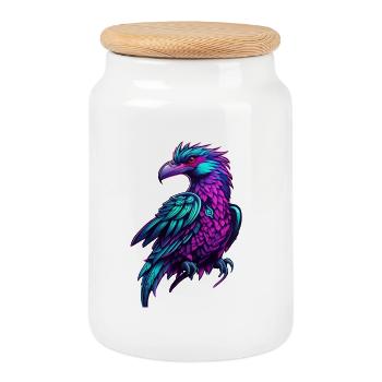 Vol de couleur Neon Phoenix - Boîte à biscuits avec couvercle en bois - blanc - Devant