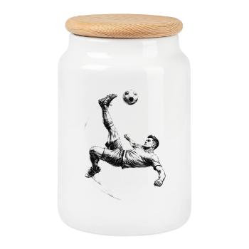 Overhead kick footballer sketch dynamic - Cookie Jar with Wooden Lid - white - Front