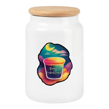 Savour the moment - Cookie Jar with Wooden Lid - white - Front