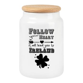 Irlande Heart Irlande Cadeau - Boîte à biscuits avec couvercle en bois - blanc - Devant