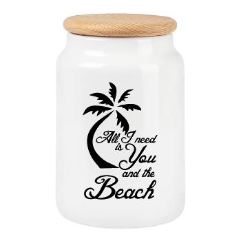 Beach Ferien Strand Urlaub Spruch Geschenk - Keksdose mit Holzdeckel - Weiß - Vorne