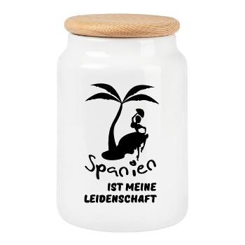 Spanien - meine Leidenschaft Urlaub Geschenk - Keksdose mit Holzdeckel - Weiß - Vorne