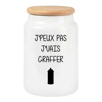 Graffiti / Tag / Writer / Street Art / Graff - Cookie Jar with Wooden Lid - white - Front