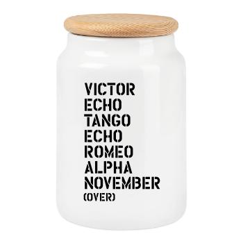 Victor Echo Tango Echo Romeo... over - VETERAN - Keksdose mit Holzdeckel - Weiß - Vorne