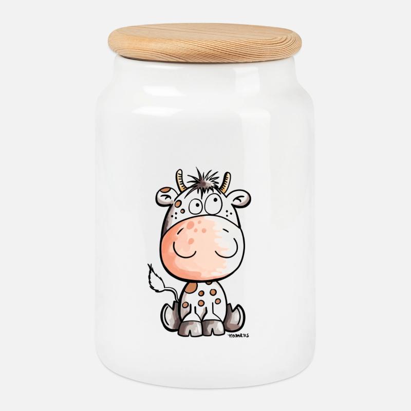 Mooo Kuh - Kalb - Kühe - Tiere - Comic - Fun - Keksdose mit Holzdeckel - Weiß