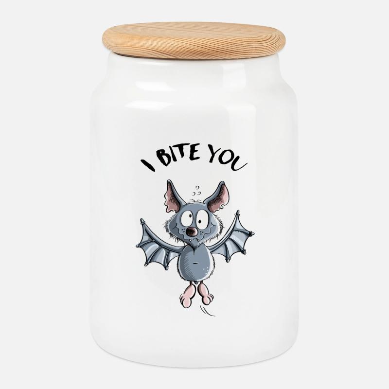 I Bite You Fledermaus - Comic - Keksdose mit Holzdeckel - Weiß