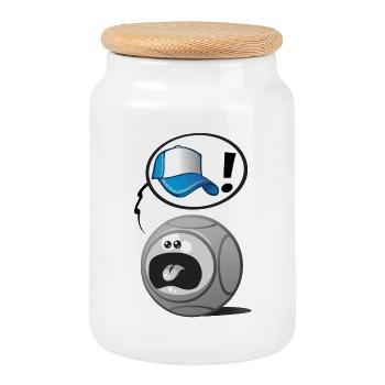 Casquette pétanque v2 - Boîte à biscuits avec couvercle en bois - blanc - Devant