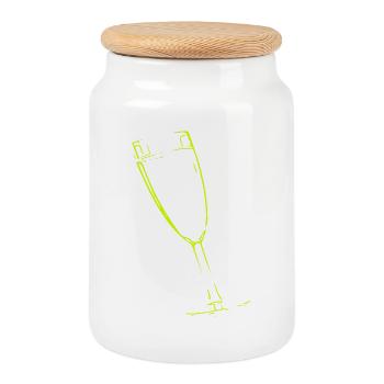 Abstraktes Glas / Linie / grün / Muster - Keksdose mit Holzdeckel - Weiß - Vorne