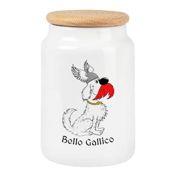 « Bello Gallico - le chien gaulois » - Boîte à biscuits avec couvercle en bois - blanc - Devant
