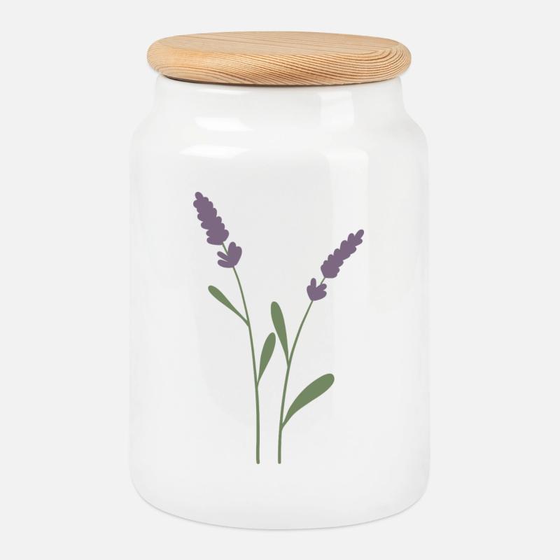 Lavendel - Keksdose mit Holzdeckel - Weiß