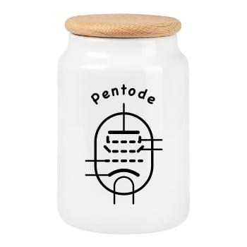Vacuum Tube Symbol Pentode - Cookie Jar with Wooden Lid - white - Front