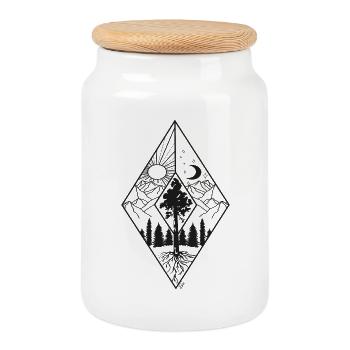 Diamond Day Night Mountains - Cookie Jar with Wooden Lid - white - Front