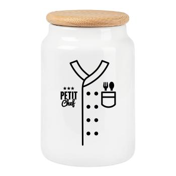Enfants Chef Uniforme Petit Chef Enfant Costume de cuisine - Boîte à biscuits avec couvercle en bois - blanc - Devant