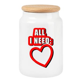 All i need is Heart (Vectorgraphic) - Cookie Jar with Wooden Lid - white - Front