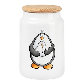 Pingouin et bonhomme de neige sont les meilleurs amis - Boîte à biscuits avec couvercle en bois - blanc - Devant