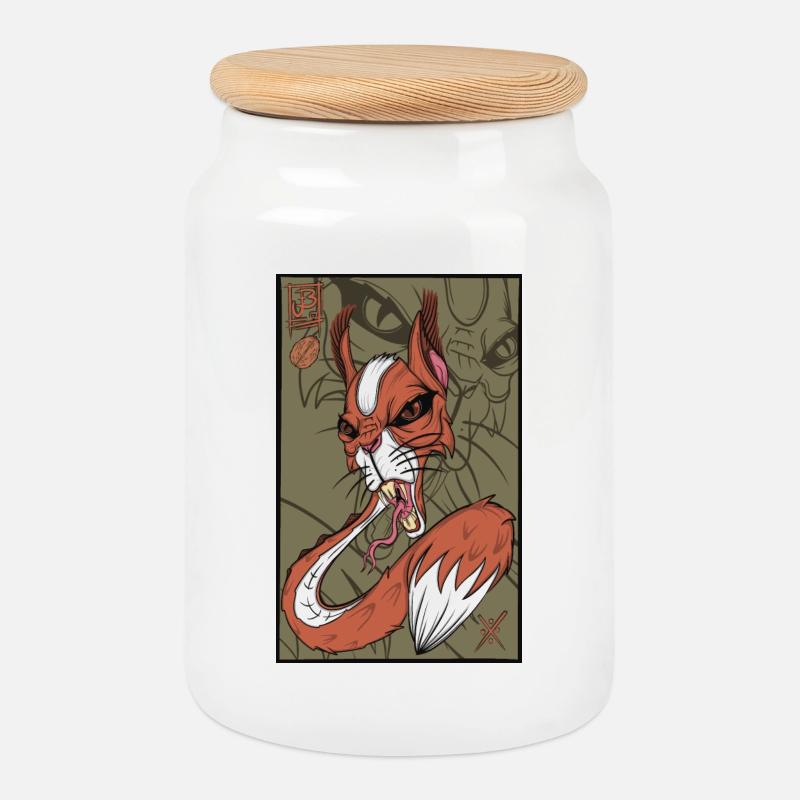 Foxy snake squirrel - Cookie Jar with Wooden Lid - white