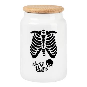 Grossesse Enceinte Mère Bébé Ventre Parents - Boîte à biscuits avec couvercle en bois - blanc - Devant