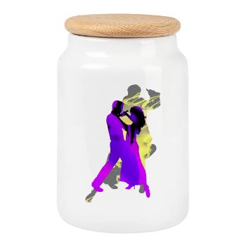 Danseurs de tango argentin - Boîte à biscuits avec couvercle en bois - blanc - Devant