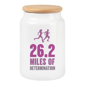Marathon - 26,2 Meilen Entschlossenheit - Keksdose mit Holzdeckel - Weiß - Vorne