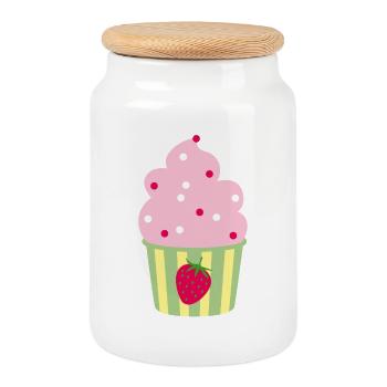 Icecream Cup Erdbeere Erdbeerzeit Eis Sommer Fun - Cookie Jar with Wooden Lid - white - Front