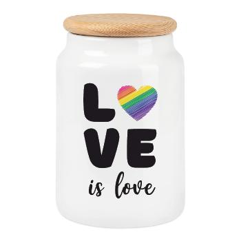 Mois de la fierté - L’amour c’est l’amour - Boîte à biscuits avec couvercle en bois - blanc - Devant
