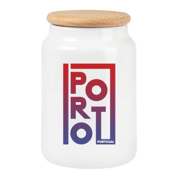 Porto, Portugal – Urban Gradient Design - Boîte à biscuits avec couvercle en bois - blanc - Devant