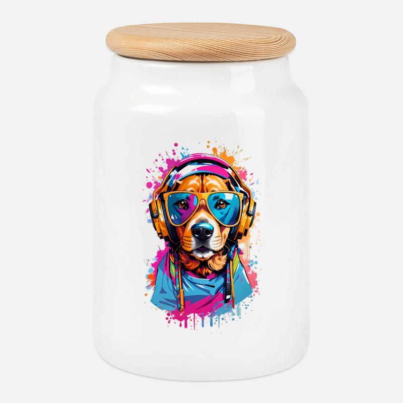 Coole Hund - Keksdose mit Holzdeckel - Weiß