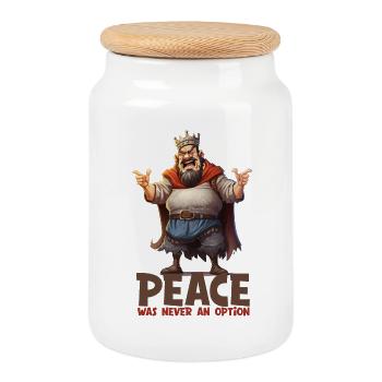 Lustiger König – Peace Fantasy RPG Design - Keksdose mit Holzdeckel - Weiß - Vorne