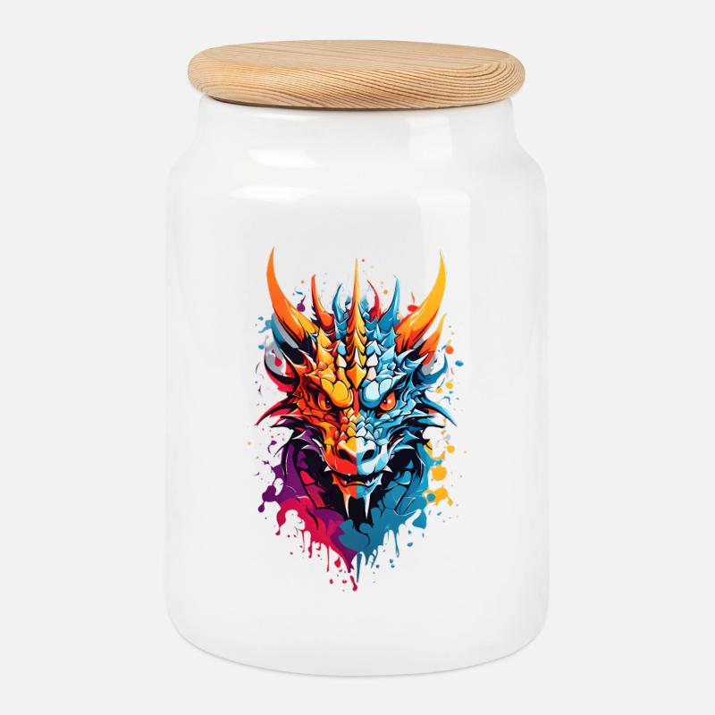 Coole Drache - Keksdose mit Holzdeckel - Weiß