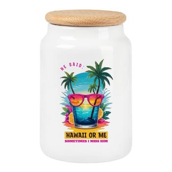 Er sagte: Hawaii oder ich - Keksdose mit Holzdeckel - Weiß - Vorne