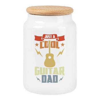 Papa Guitare - Boîte à biscuits avec couvercle en bois - blanc - Devant