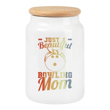 Maman Bowling - Boîte à biscuits avec couvercle en bois - blanc - Devant