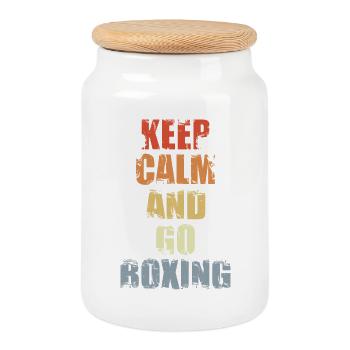 Keep Calm And Go Boxing - Cookie Jar with Wooden Lid - white - Front