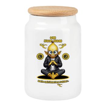 Funny Yoga Banana - Cookie Jar with Wooden Lid - white - Front