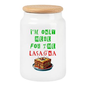 I'm just here for the lasagna - Cookie Jar with Wooden Lid - white - Front