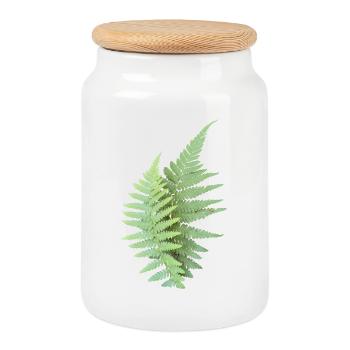 Fern Leaves Fern Leaves Green - Cookie Jar with Wooden Lid - white - Front
