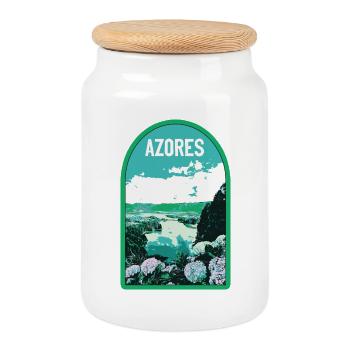 Illustration See Sete Cidades, Azoren - Keksdose mit Holzdeckel - Weiß - Vorne