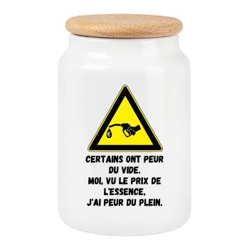 Fear of filling up with gas - Cookie Jar with Wooden Lid - white - Front