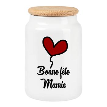 MAMIE - Boîte à biscuits avec couvercle en bois - blanc - Devant