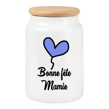 MAMIE - Boîte à biscuits avec couvercle en bois - blanc - Devant