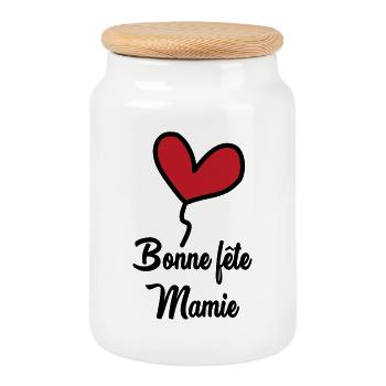 MAMIE. FÊTE DES MÈRES - Boîte à biscuits avec couvercle en bois - blanc - Devant