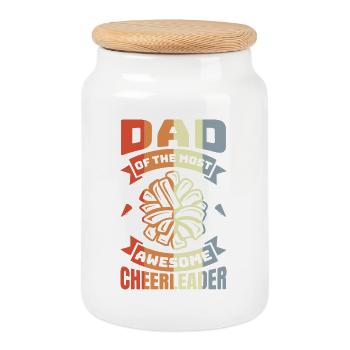 Père de la pom-pom girl la plus fantastique - Boîte à biscuits avec couvercle en bois - blanc - Devant