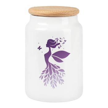 Conte de fées Silhouette de fée Violet Nature Design - Boîte à biscuits avec couvercle en bois - blanc - Devant