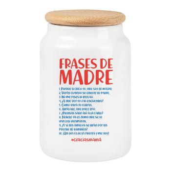 Citations de la mère - Boîte à biscuits avec couvercle en bois - blanc - Devant