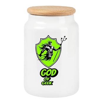 Gott des Geeks - Keksdose mit Holzdeckel - Weiß - Vorne
